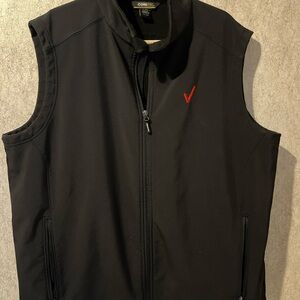 Verizon Core 365 soft shell fleece lined vest Black Zip UP logo red check Men XL
